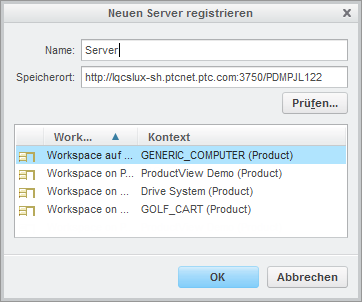 Fenster "Neuen Server registrieren"