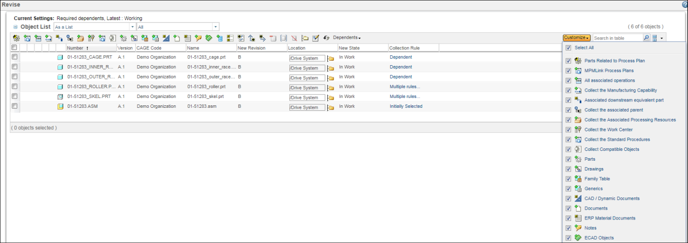 Customizing Revise action user interface