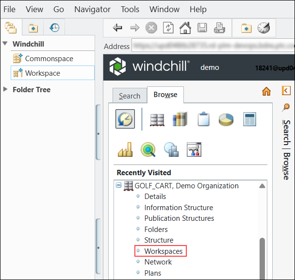 workspace under browse tab