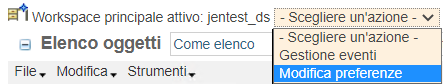 Workspace - Modifica preferenze