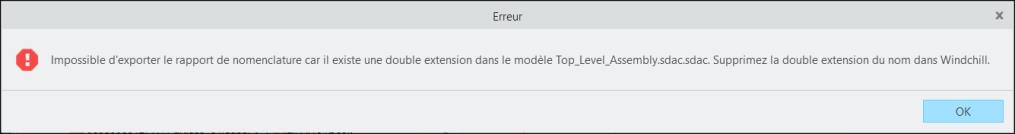 Message d'erreur de double extension