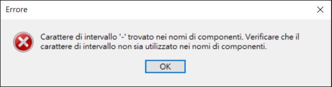 Errore carattere intervallo