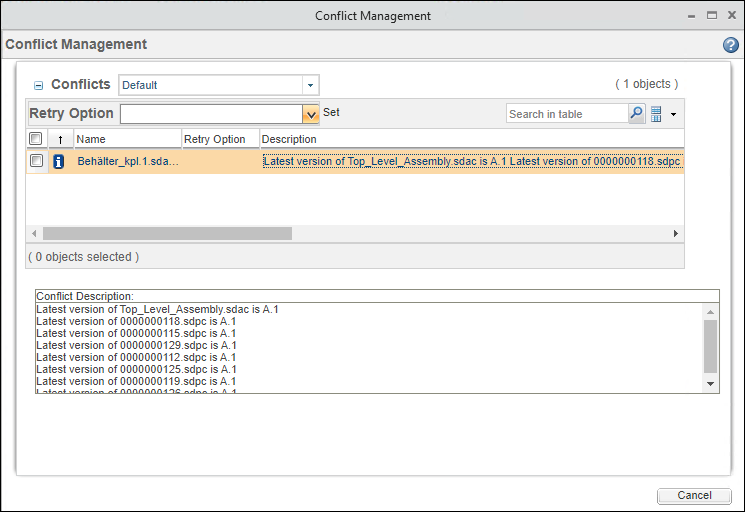 Conflict Management (Event Management) console