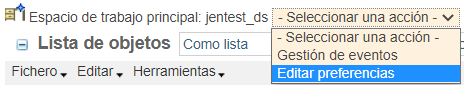 Espacio de trabajo - Editar preferencias
