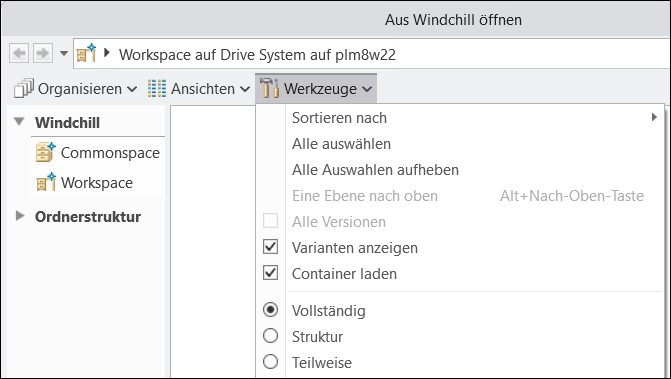 Fenster "Aus Windchill öffnen"