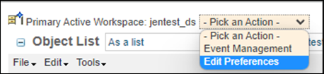 Workspace — Edit preferences