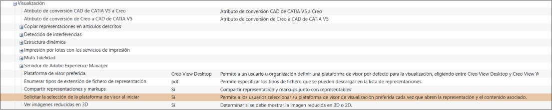 Preferencia para solicitar la selección de la plataforma de visor al iniciar