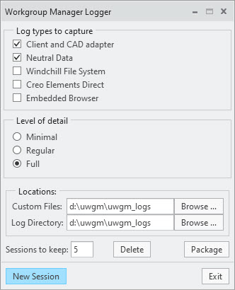 Workgroup Manager logger window