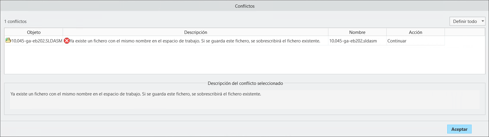 Conflicts window
