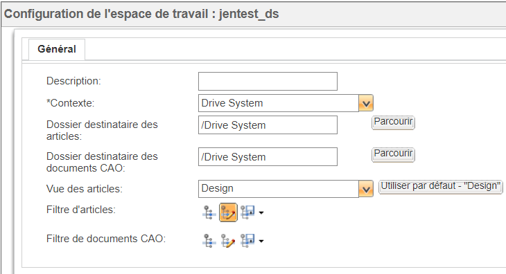 Filtre d'article du contexte de configuration