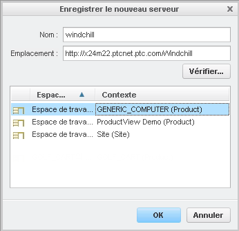 Fenêtre Enregistrer le nouveau serveur