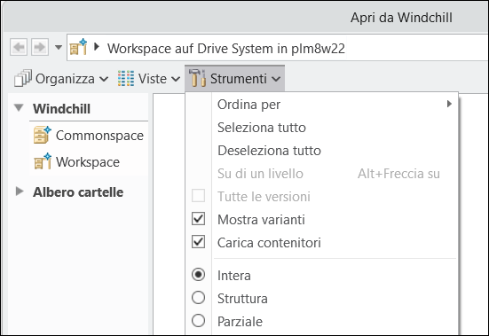 Finestra Apri da Windchill