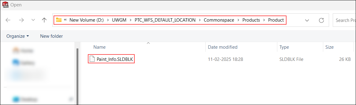 SOLIDWORKS Open window