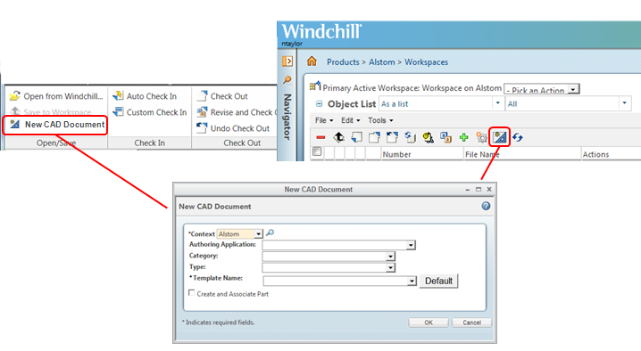 New CAD Document action from CATIA V5 and WWGM