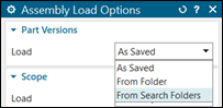 Part Versions load options