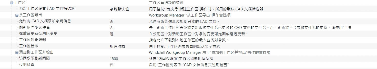 新首选项“为新工作区设置 CAD 文档筛选器”