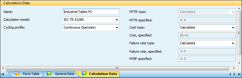 Calculation Data for IEC TR 62380 or RDF 2000 Model