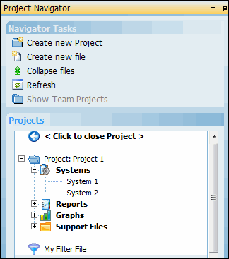 Project Navigator in File Selection State