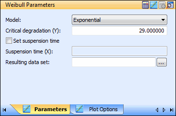 Weibull Parameters Pane for a Degradation Data Set
