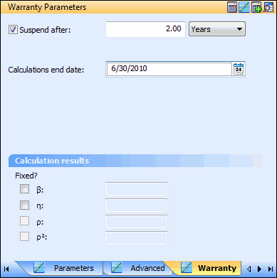 Warranty Parameters Pane for the Return Date Format