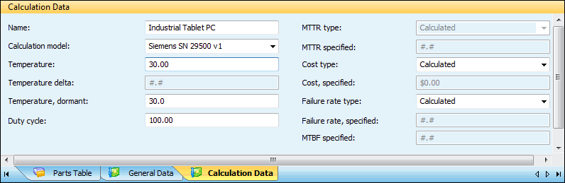 Calculation Data for Siemens Model Calculation Data for Siemens Model