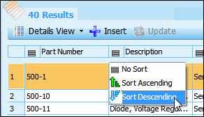 Sort Selection Control