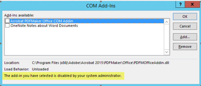 acrobat pdfmaker office add in